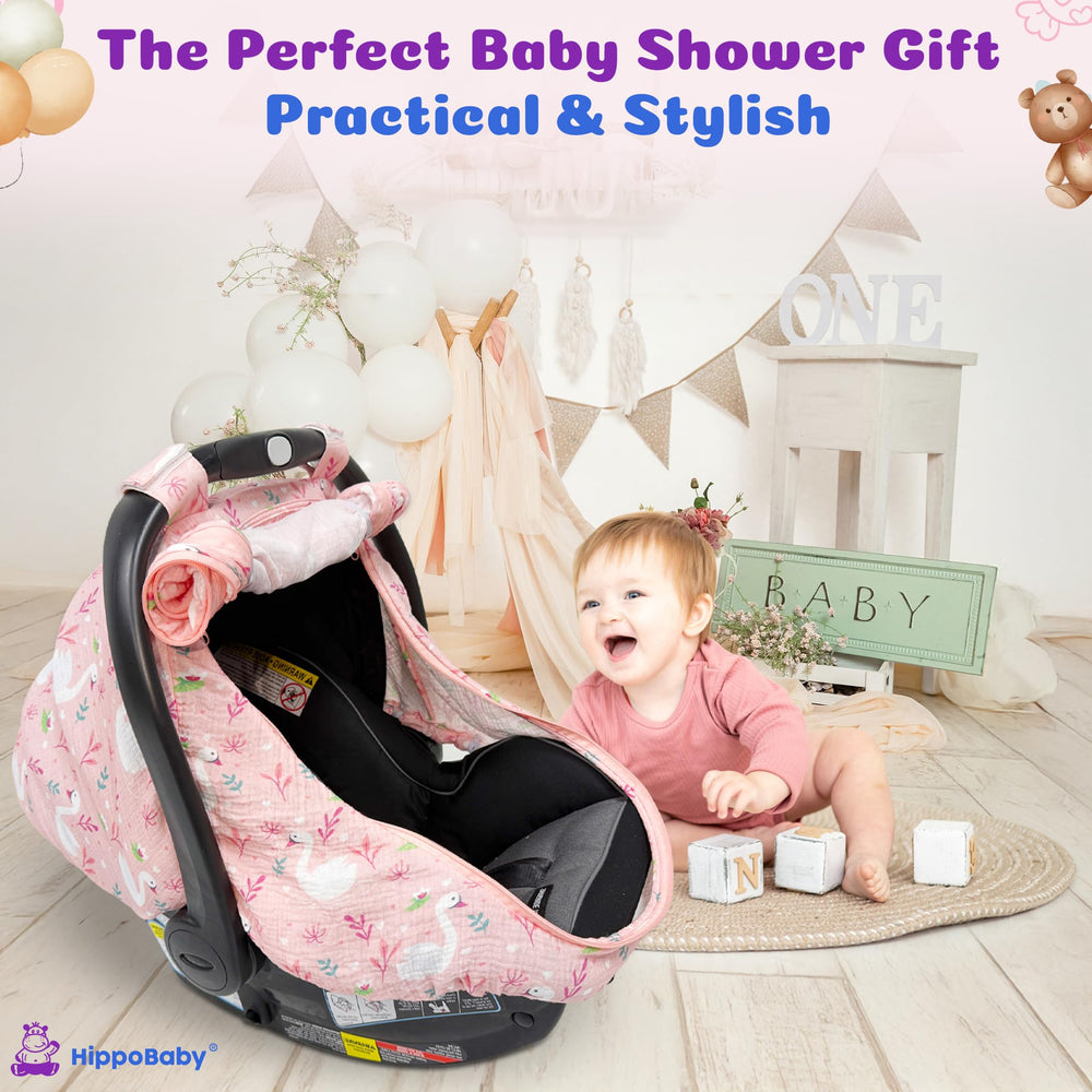 HippoBaby car seat cover ultra soft cotton gentle on delicate skin.