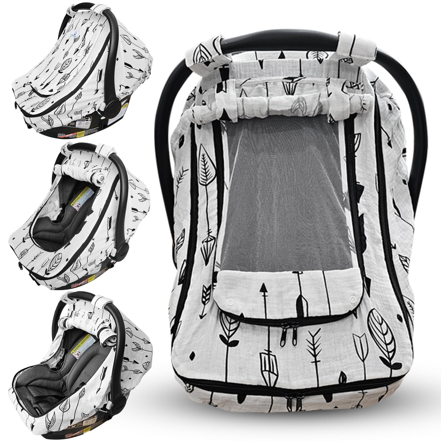 HippoBaby car seat cover sunshade provides UPF 50+ protection for sunny car rides.