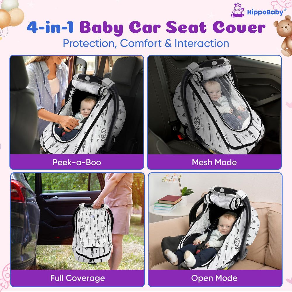 HippoBaby car seat cover universal fit with adjustable straps fits most major brands.