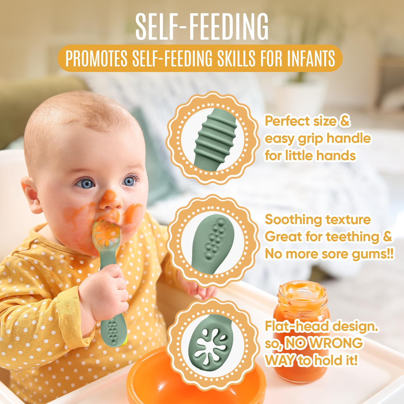 HippoBaby channeled-spoon closeup holds purees and soft bites with ease