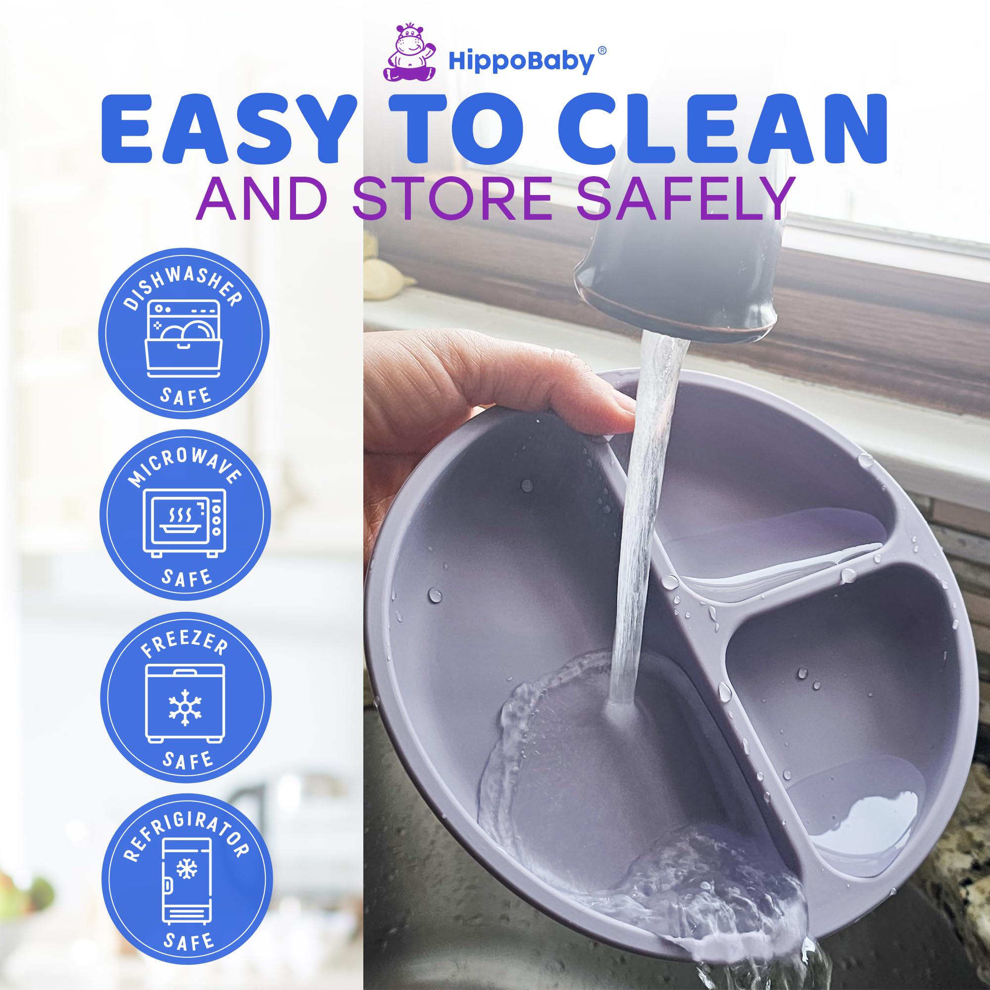 HippoBaby cleaning stick helps reach corners for easy cleanup.
