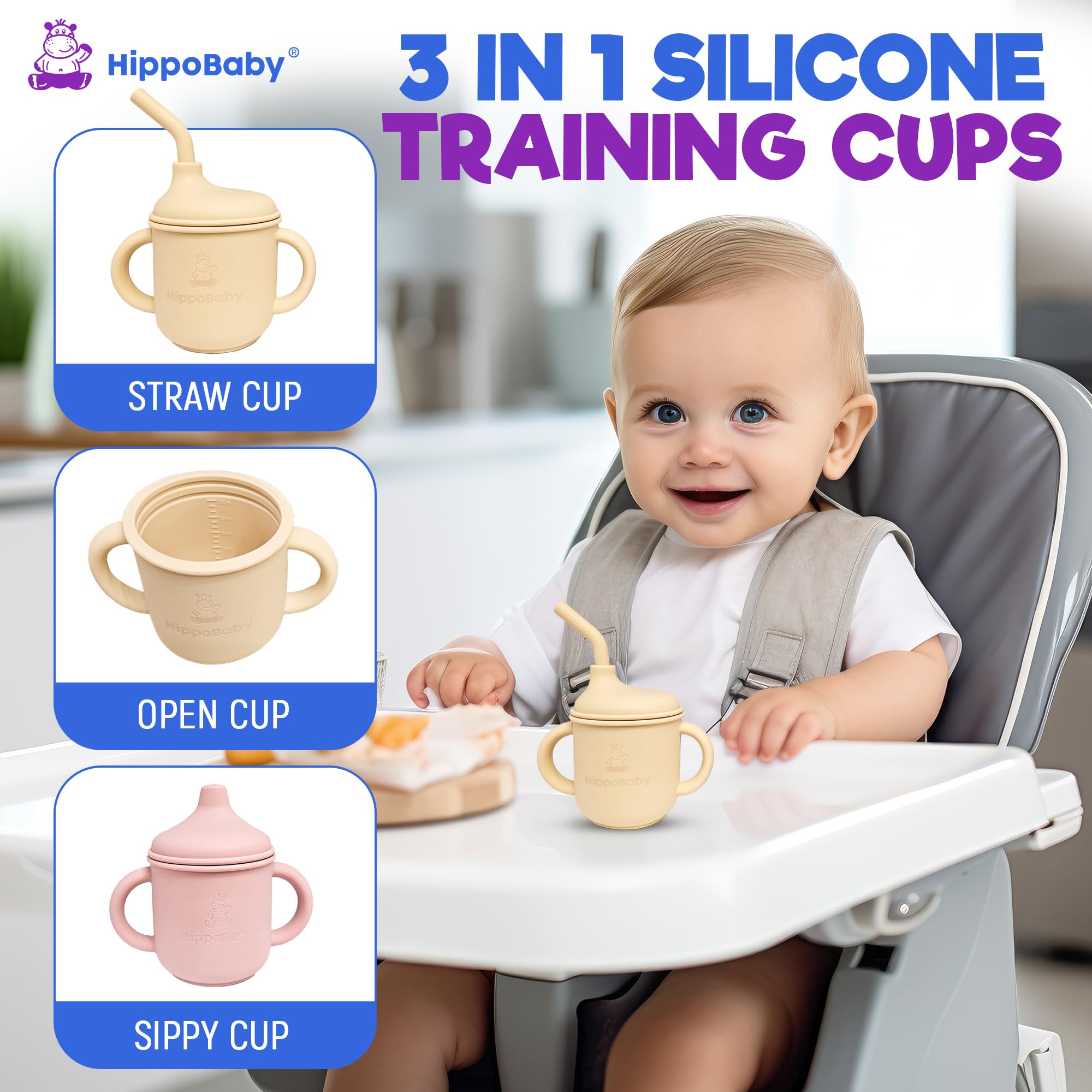 HippoBaby curved straw promotes proper oral posture for early speech
