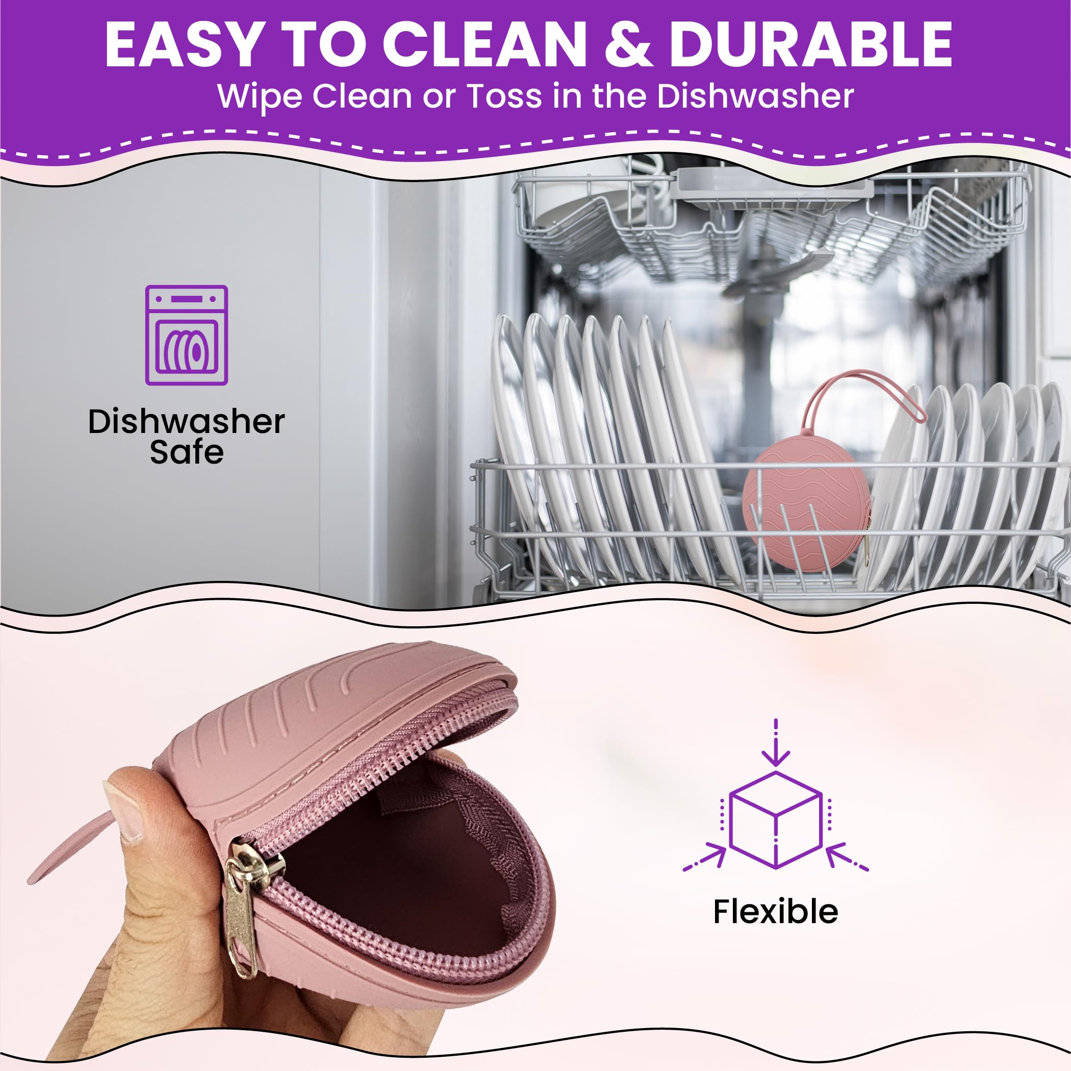 HippoBaby dishwasher-safe silicone case is easy to clean after messy days.