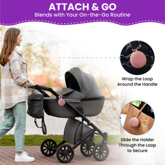 HippoBaby pacifier case with loop handle attaches to bags for quick access.