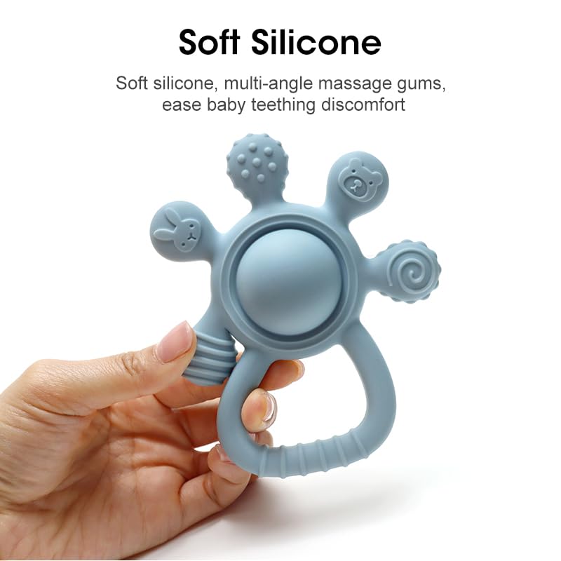HippoBaby on-the-go teether shown in diaper bag for travel-friendly soothing.