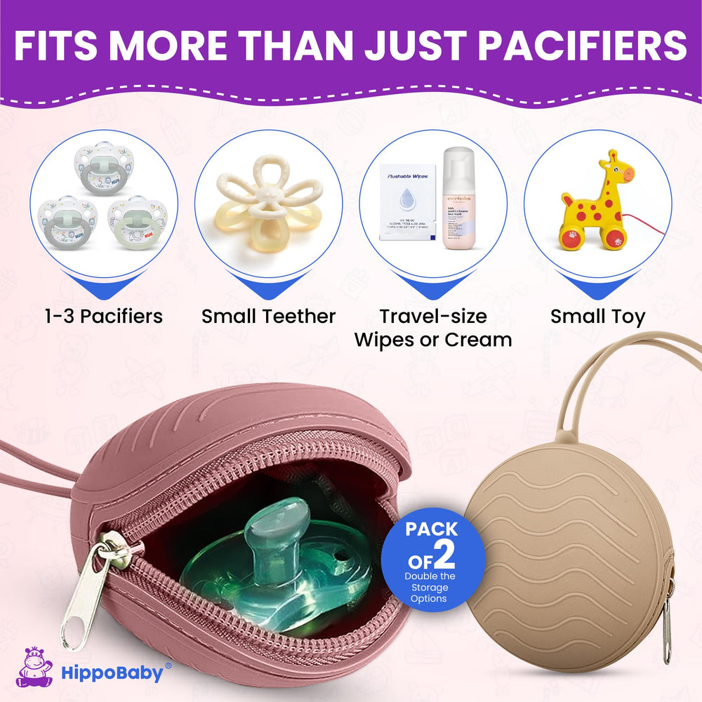 HippoBaby pacifier organizer doubles as wipes or small toy storage.