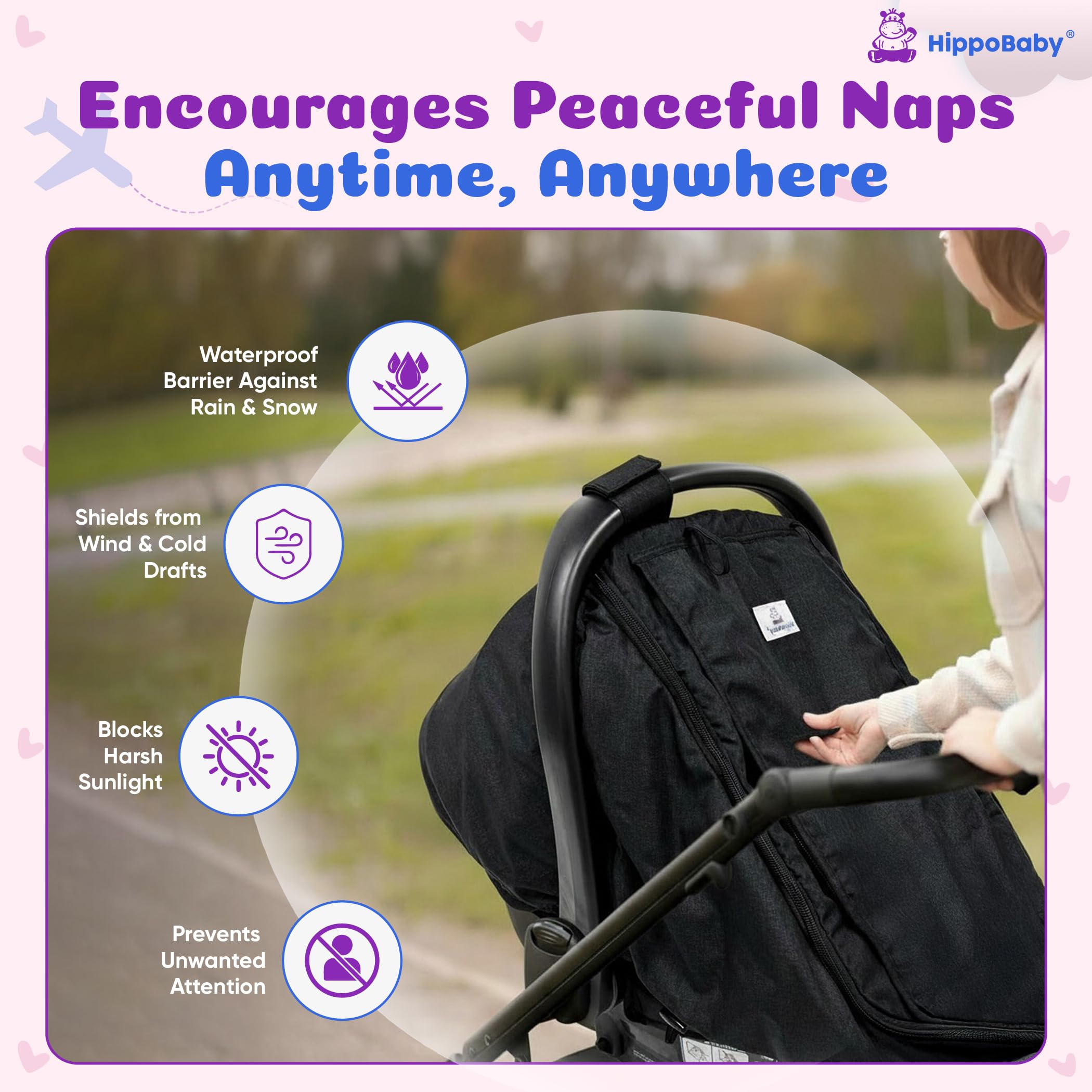 HippoBaby peekaboo window demonstrates quick visual checks without disturbance.