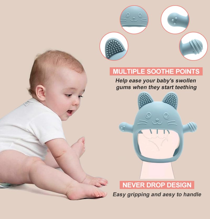 HippoBaby Rabbit Hand Guard Teether two-pack back view shows durable design