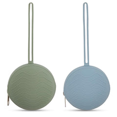 HippoBaby silicone pacifier holder case 2-pack in pastel colors keeps pacifiers organized on the go.