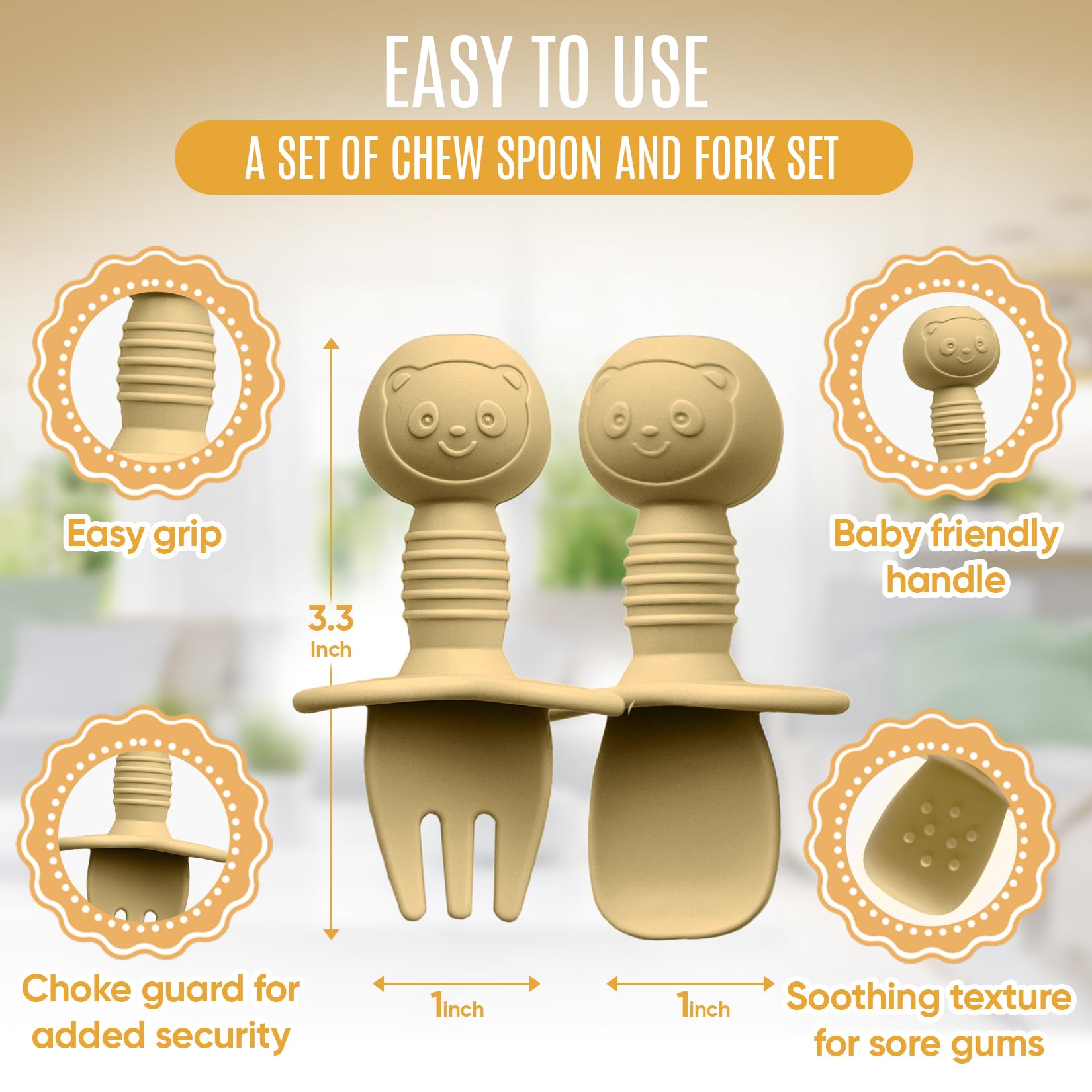 HippoBaby silicone-slotted-spoon closeup supports pre-stage feeding with puree-holding design