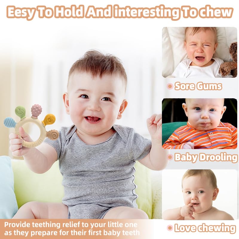 HippoBaby silicone teether colorful design enhances teething play.
