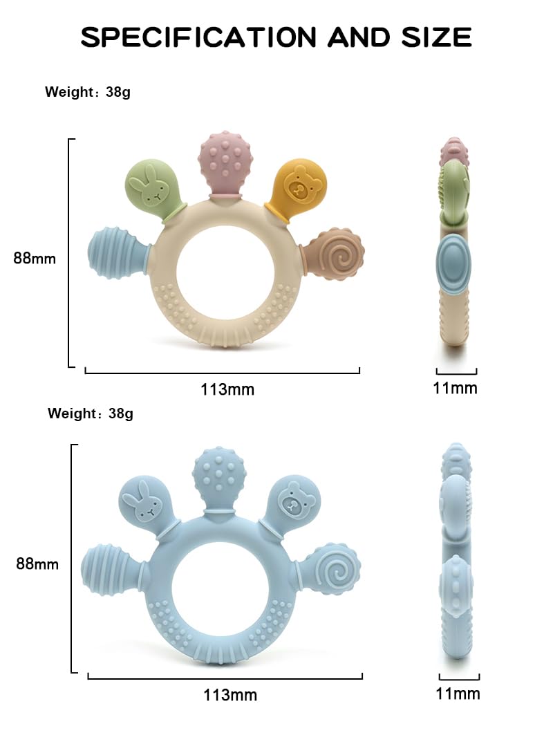 HippoBaby silicone teether easy-grip handle aids little hands.