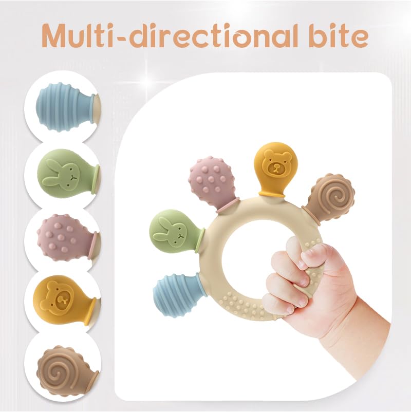 HippoBaby teether with textured surfaces for sensory exploration.