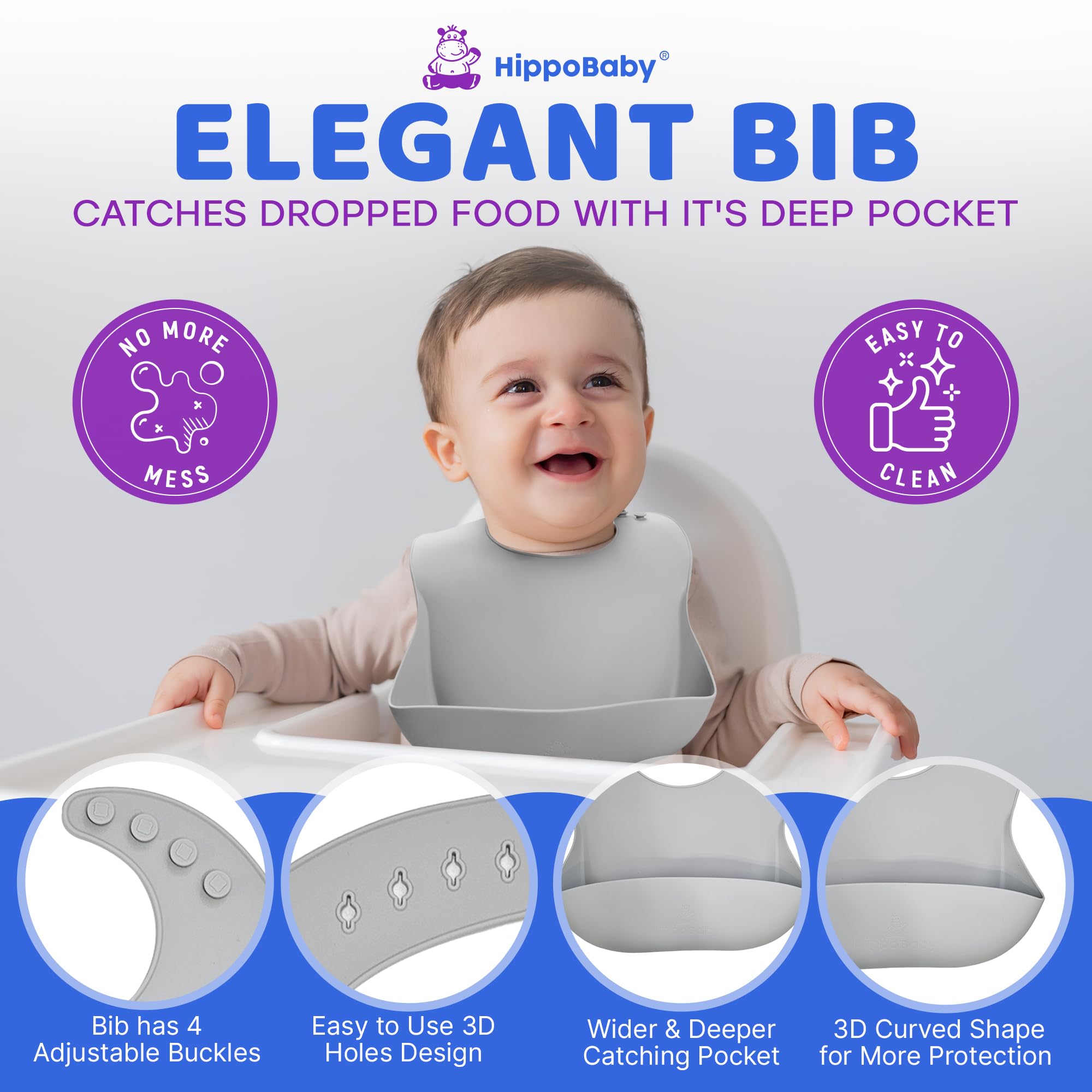 HippoBaby snack cup lid keeps snacks secure for on-the-go feeding.