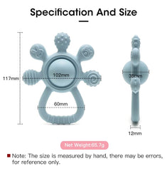 HippoBaby soft-grip teether demonstrates easy-hold design for tiny hands.