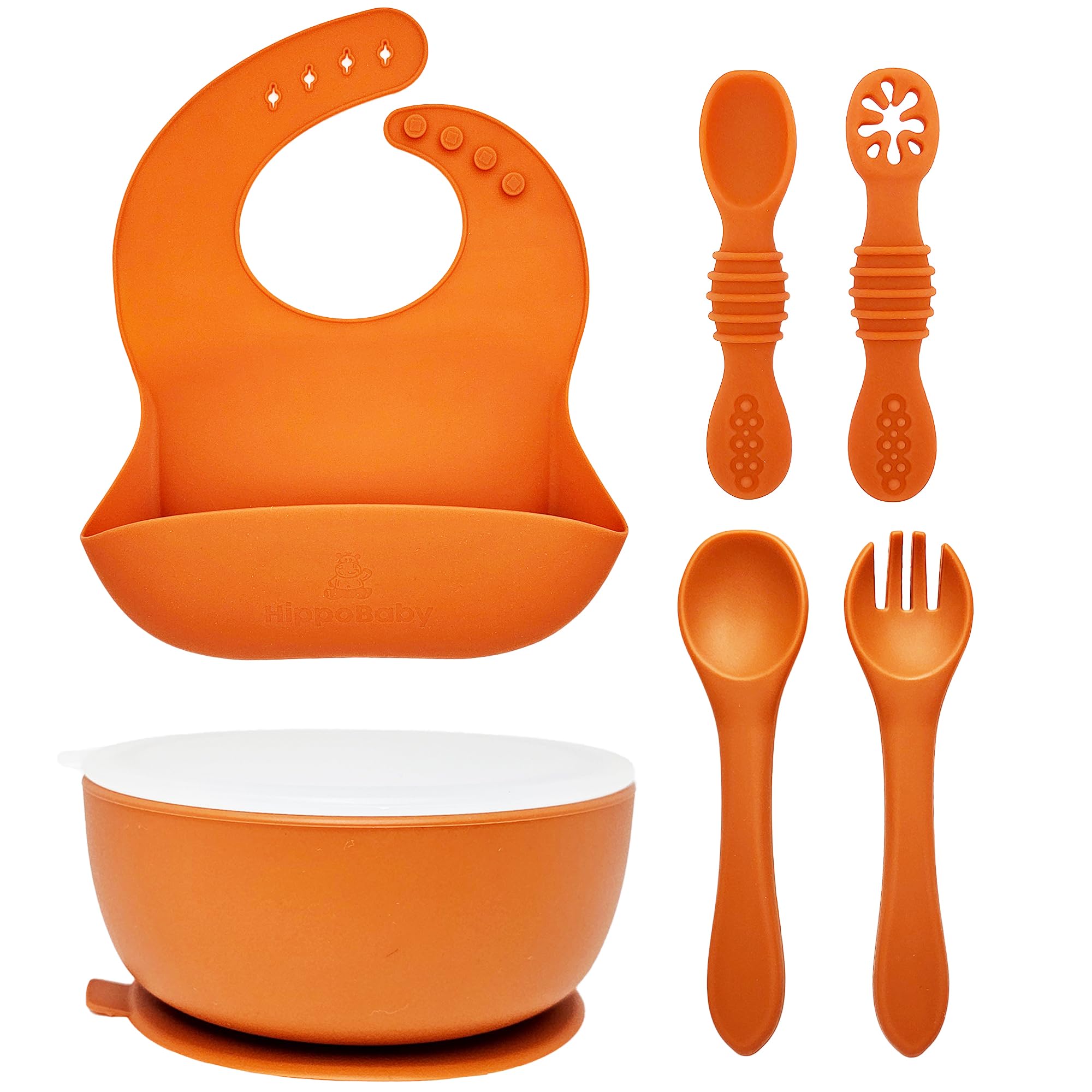 HippoBaby suction bowl Autumn on table reduces spills during meals.