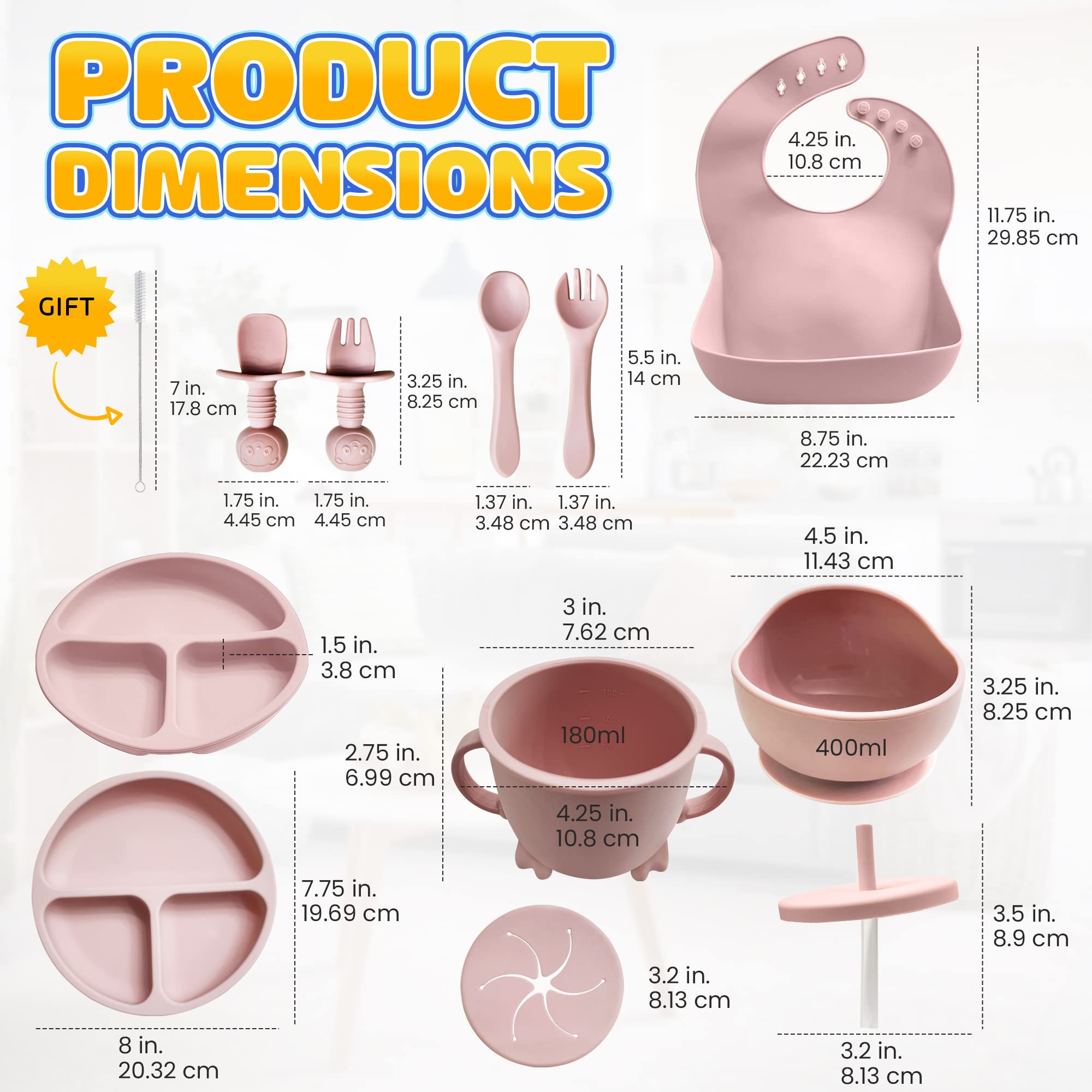 HippoBaby suction bowl in Rose Quartz helps prevent spills during self-feeding