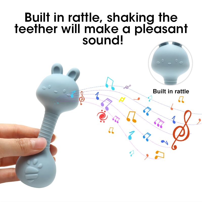 HippoBaby teether rattle in tiny hands demonstrates easy grip and independent exploration