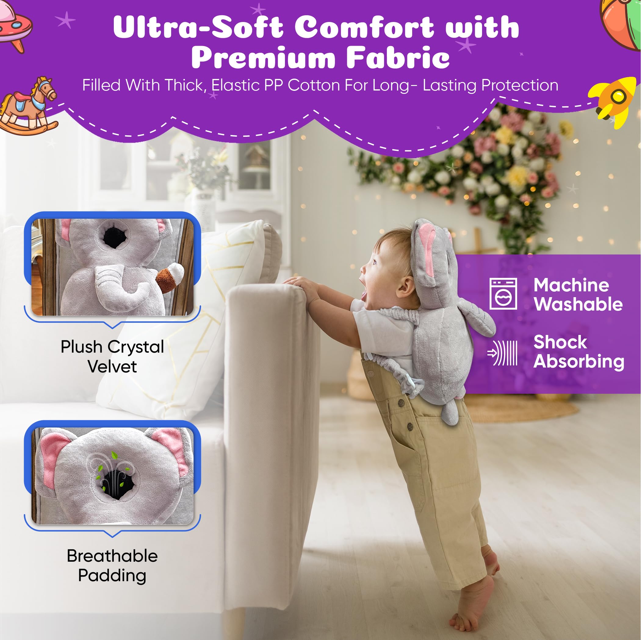 HippoBaby Turtle anti-slip socks worn on feet for stable early walking