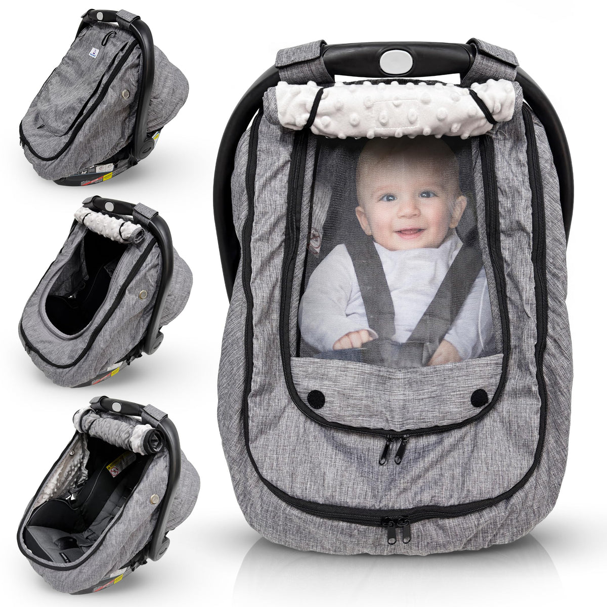 HippoBaby waterproof cover closeup showing durable fabric for rainy day travels.