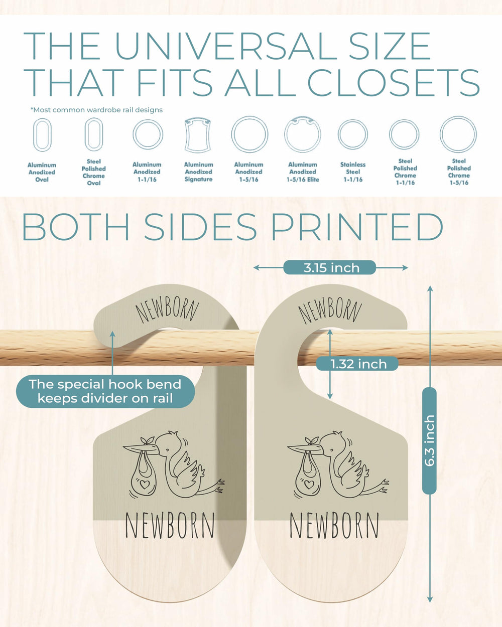 Hippotale age markings close-up highlight quick size identification for easy closet organization.