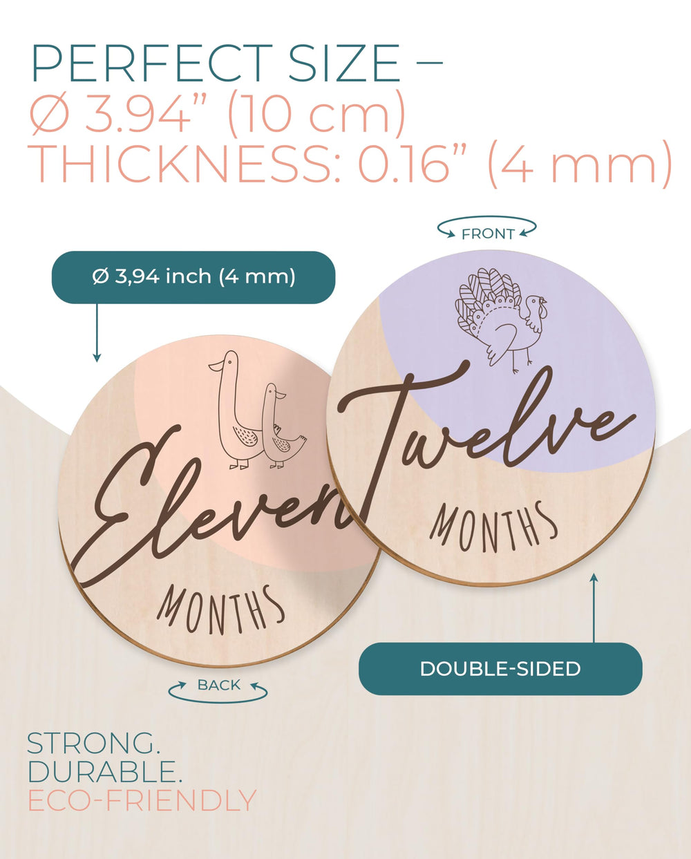 HIPPOTALE wooden milestone 3 month card enhances vivid monthly photos and keeps memories neat.