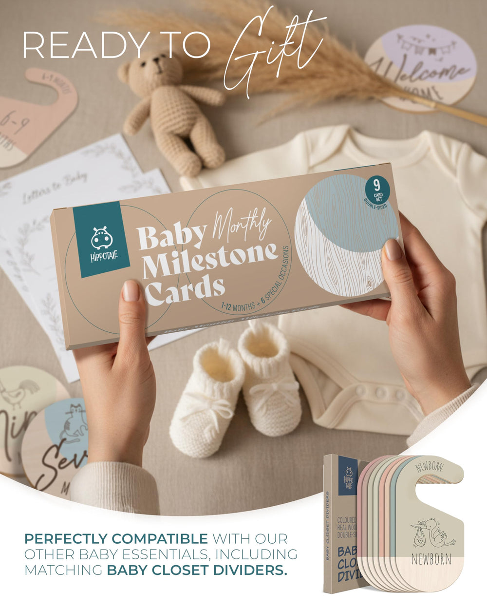 HIPPOTALE first trip milestone card documents travels and toddler moments in photos.
