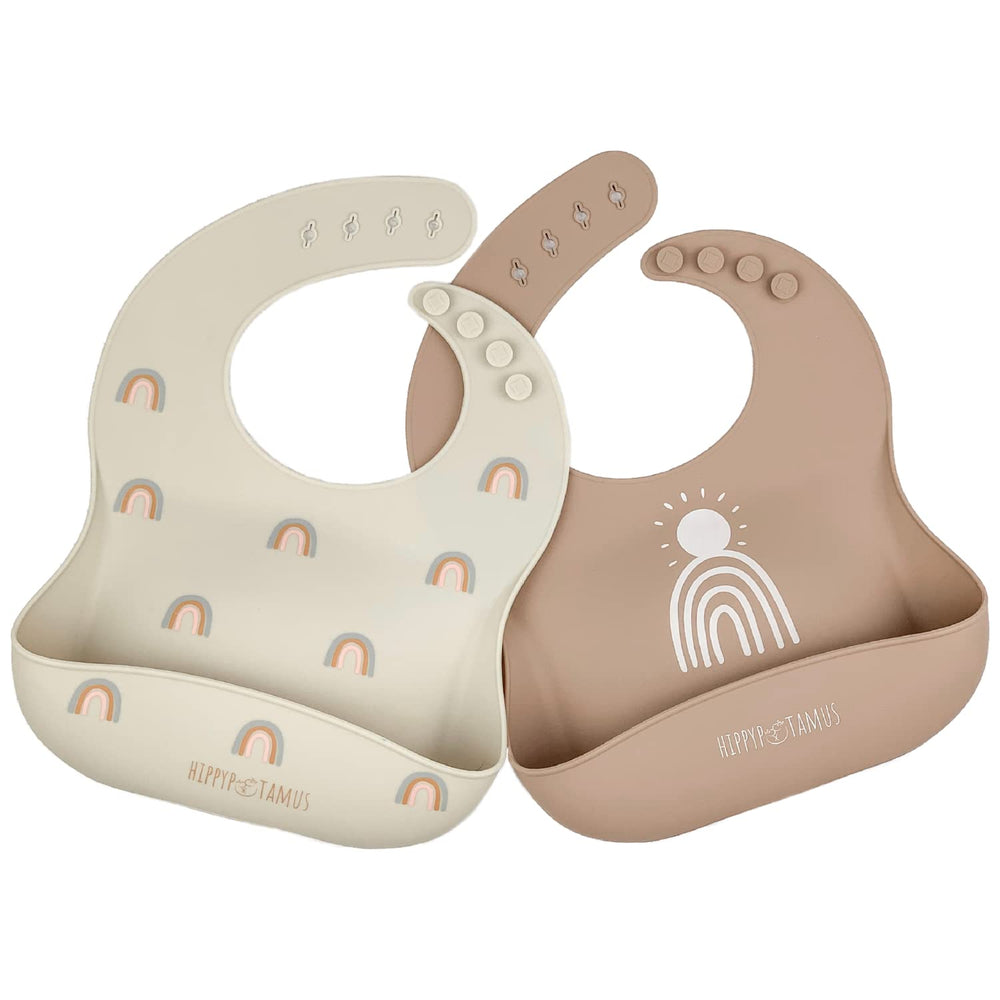 Hippypotamus silicone baby bib with soft waterproof material for gentle feeding