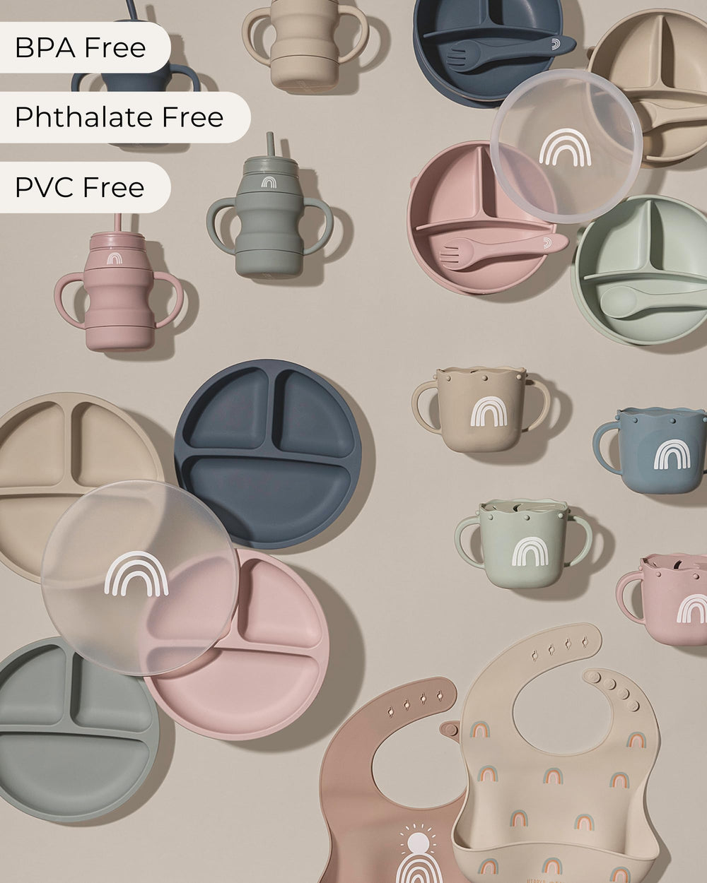 Hippypotamus lids set of 3 displayed for organized meal prep and storage.