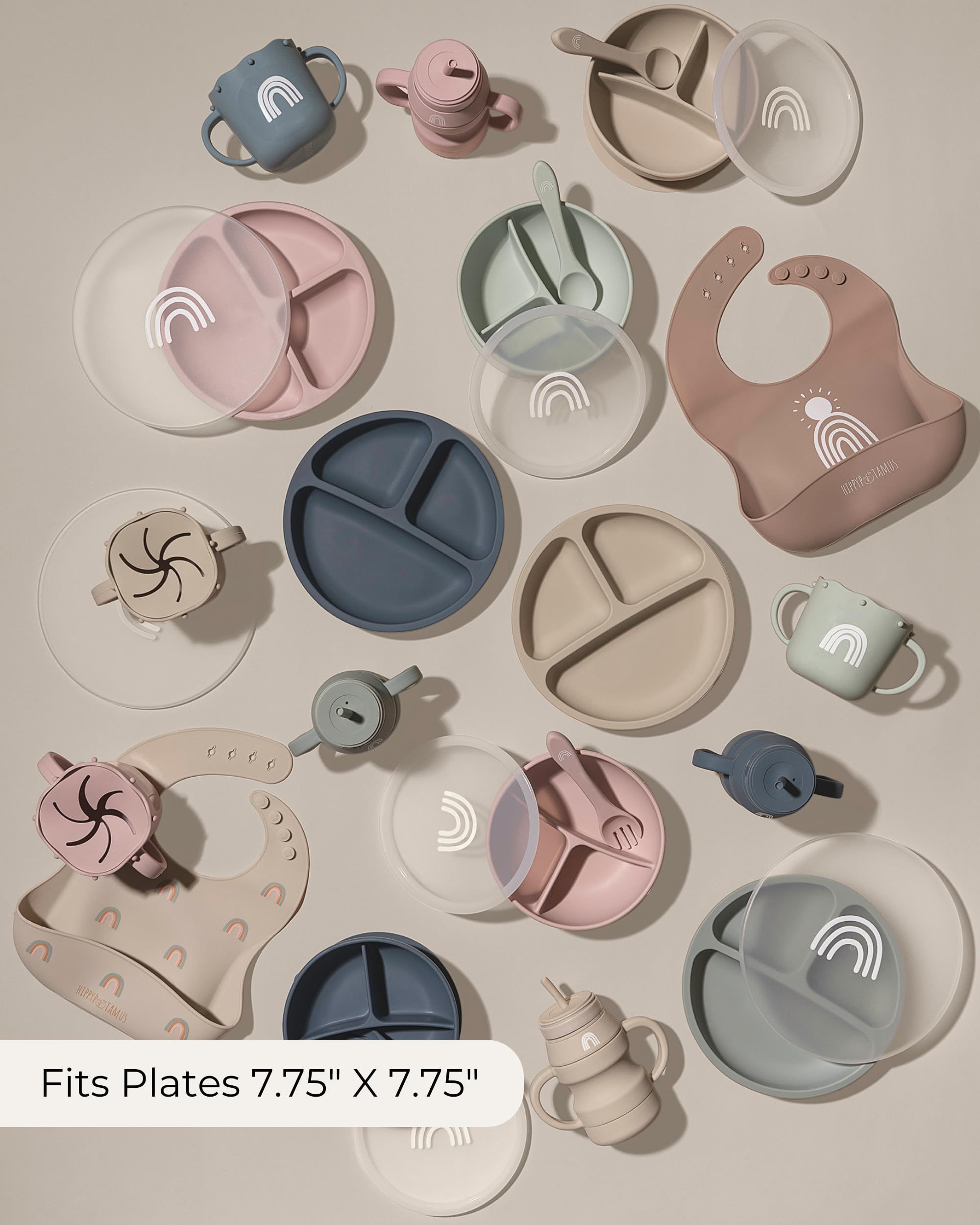 Hippypotamus lids on a silicone plate ready for freezer storage.