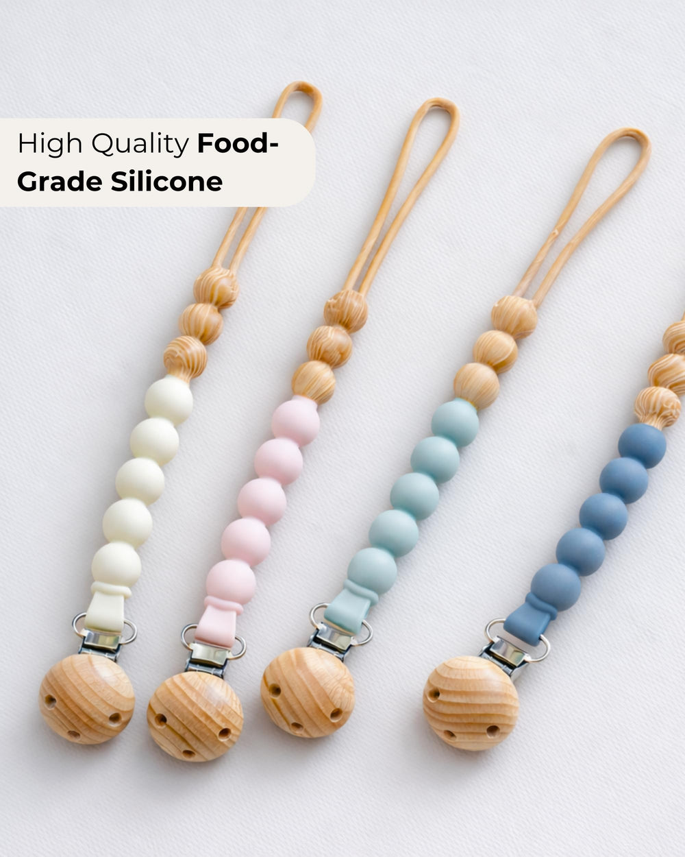 Hippypotamus pacifier clips with no-string design prevent bead loosening for worry-free wear.
