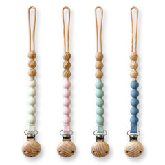 Hippypotamus pacifier clips show a one-piece silicone clip for safe, tangle-free use.