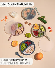 Hippypotamus plate filled with yogurt and fruit for kids.