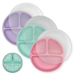 Hippypotamus toddler plates four suction points keep meals in place for self-feeding.