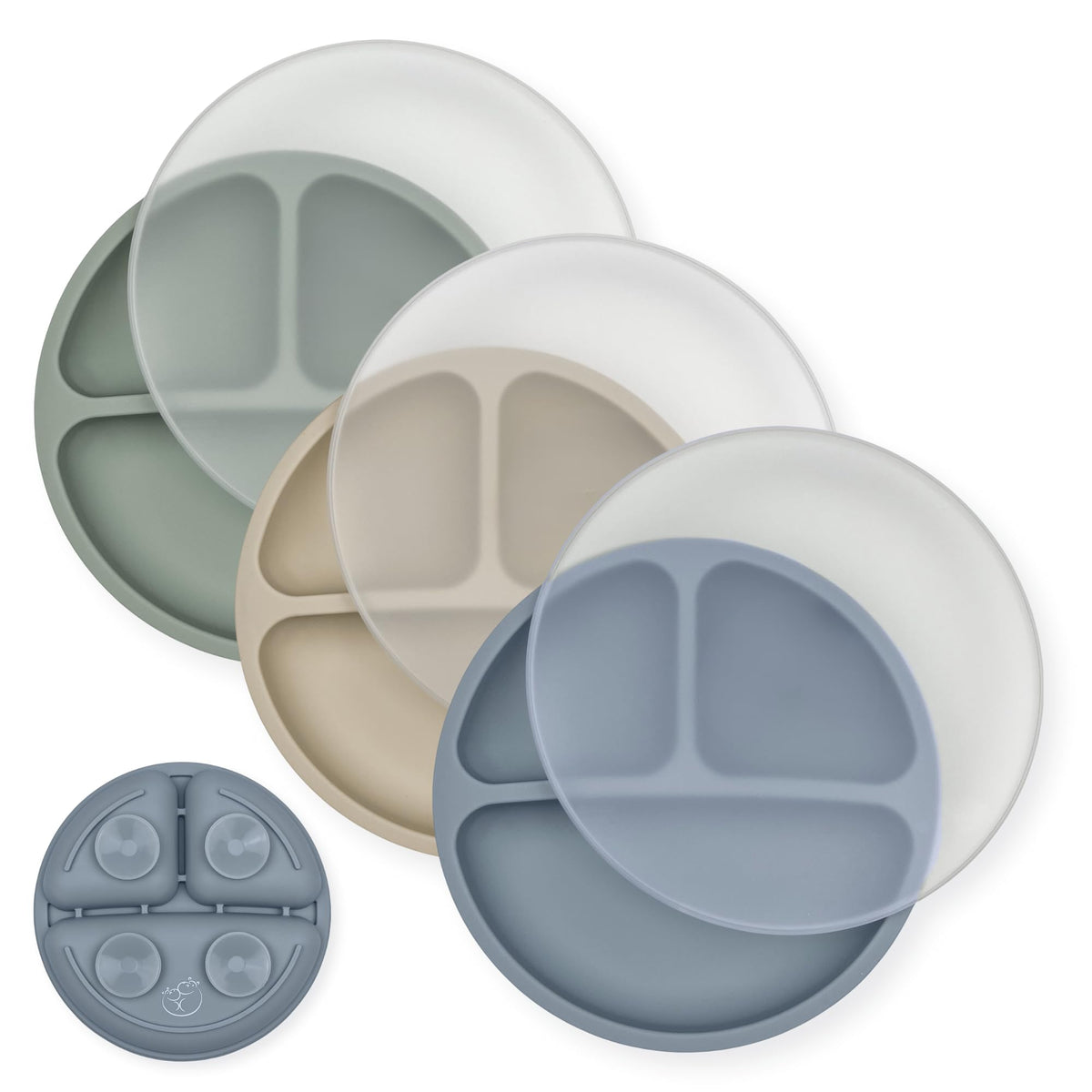 Hippypotamus toddler plates with suction four-point hold reduces spills during self-feeding