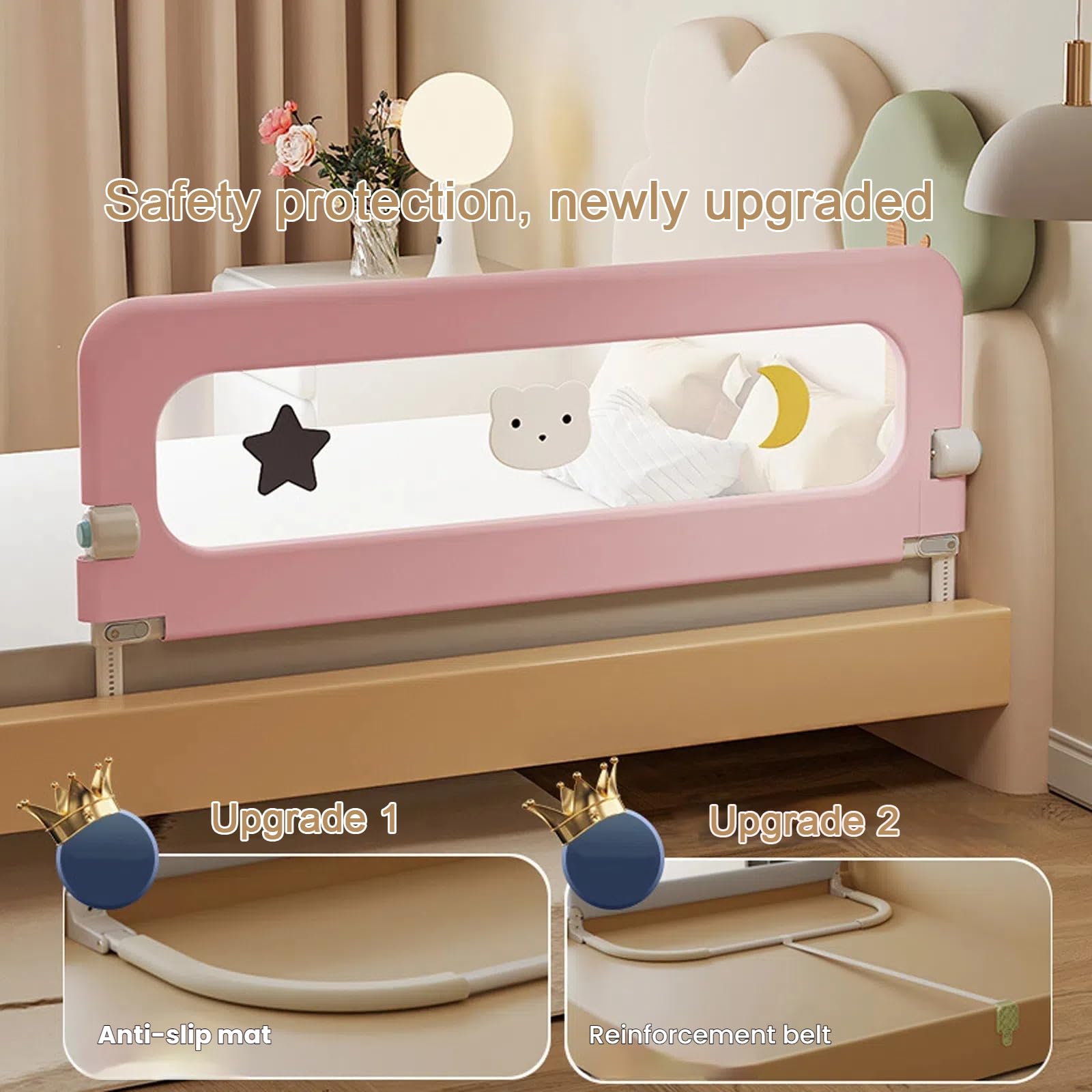 HIQNWTO U-Type bed rail assembly requires no-drill setup for easy installation