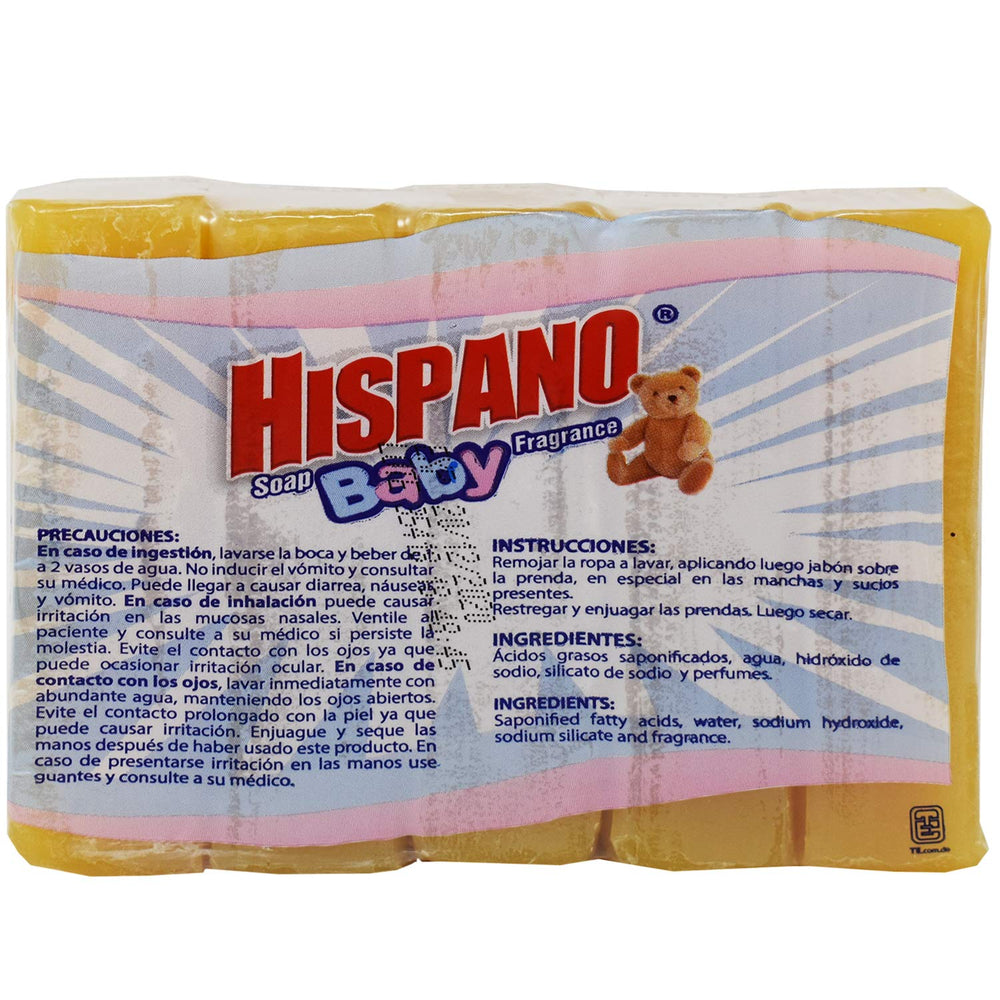 Hispano Bar Soap Fragancia Baby closeup shows creamy lather and mild fragrance.