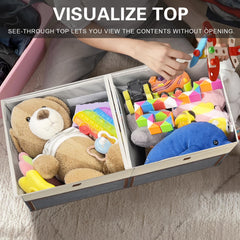 HISULIV toy storage box with detachable lids offering clear visibility