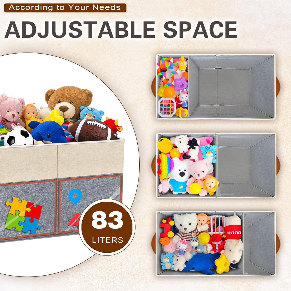 HISULIV toy storage box front pockets for quick-access items