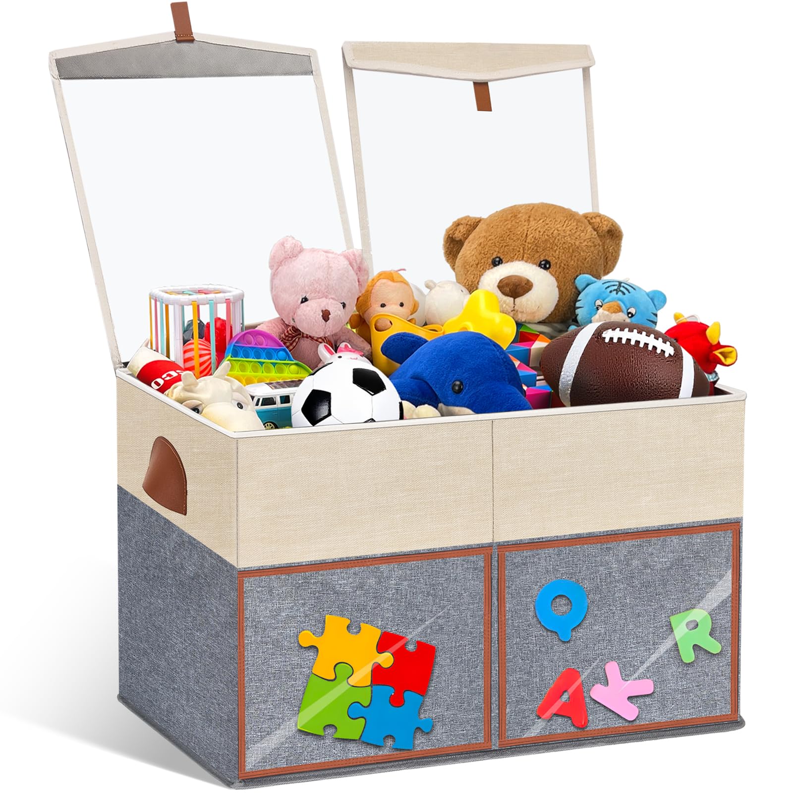 HISULIV toy storage box with magnetic lid for easy child access