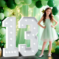 Hitino marquee numbers 13-4ft front view bright cold-white lights for photo-worthy backdrop