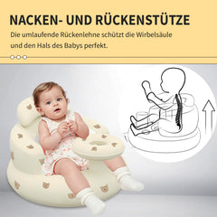 HitTopss inflatable baby seat side view highlights wraparound support for upright sitting
