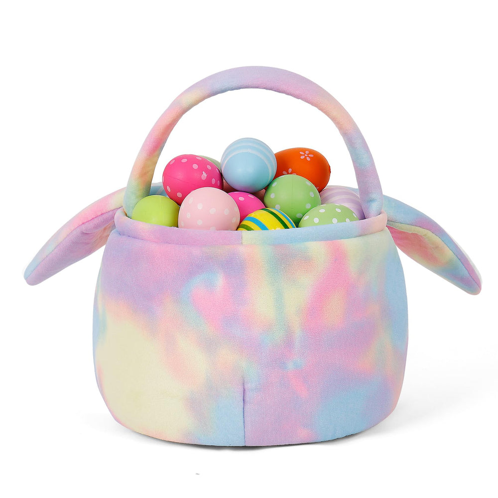 HitToys Easter Bunny Basket holding-eggs, sturdy for treasure hunts and gifts.