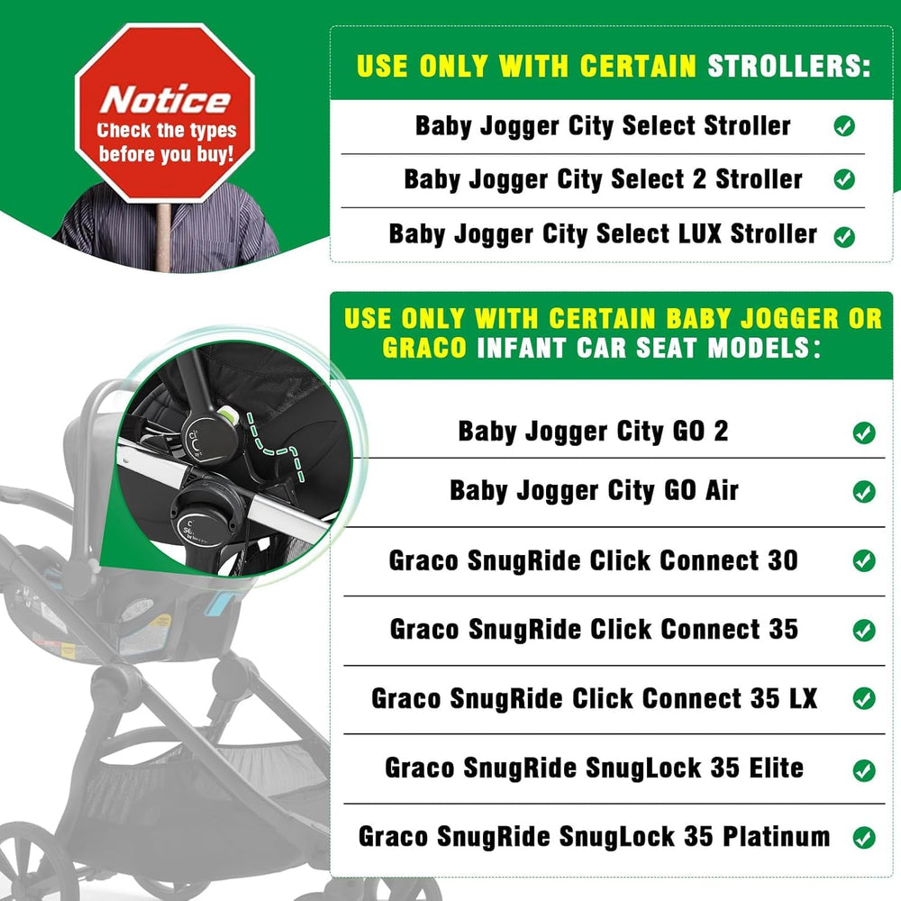 Hiumtree car seat adapter highlights Graco compatibility for easy infant-stroller use.