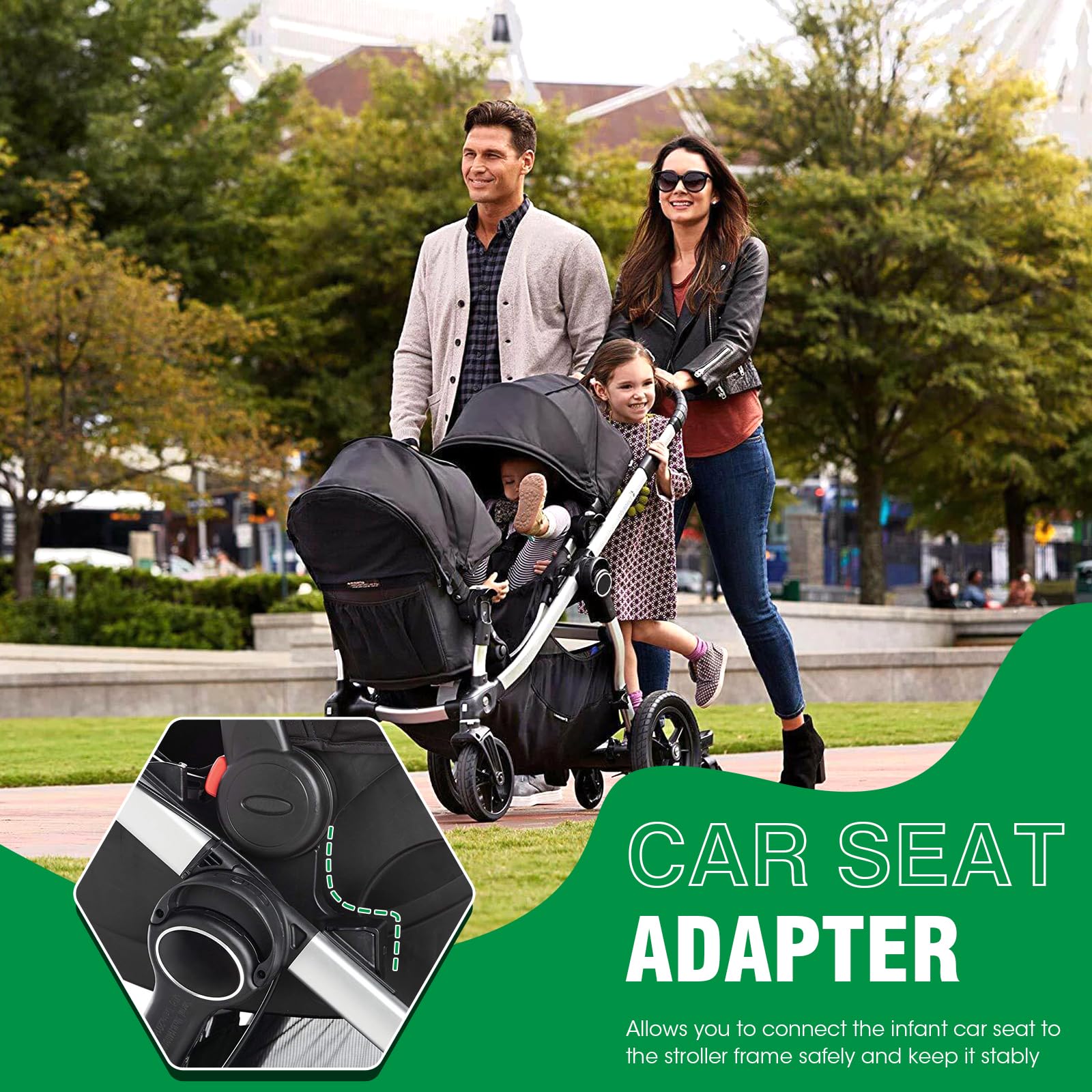 Hiumtree two-adapter package supports quick stroller-seat swaps.