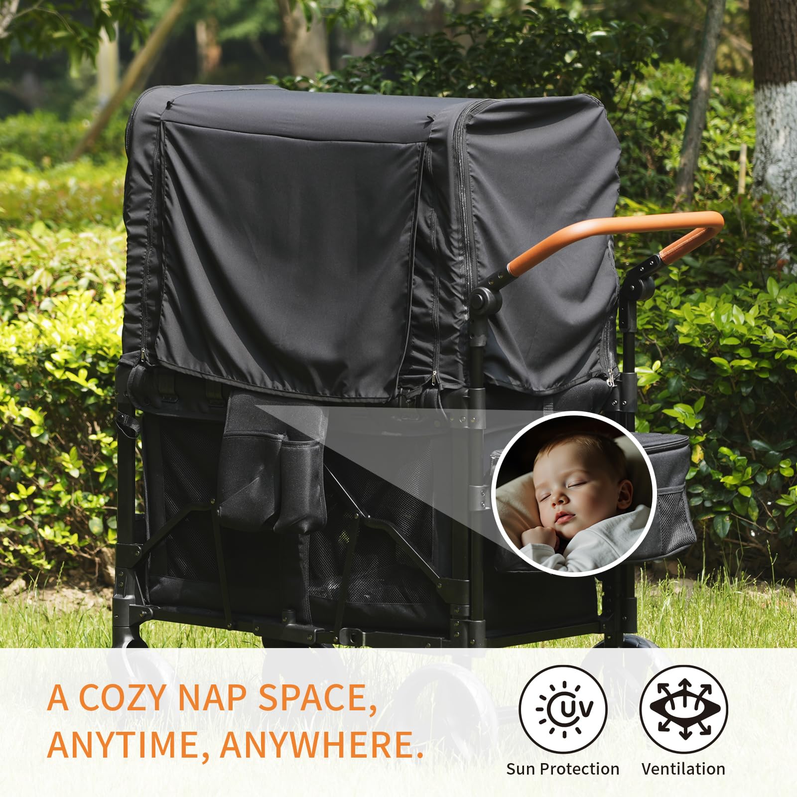 Hiviva W4 Luxe Elite lightweight, water-resistant canopy for travel days.