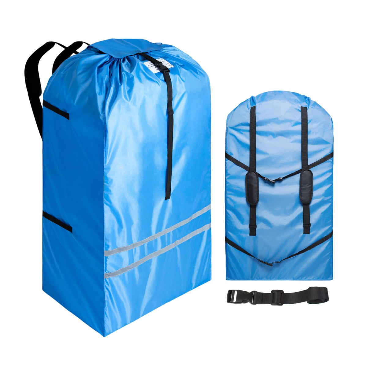 Hiviva wagon stroller travel bag exterior in blue for gate-check visibility