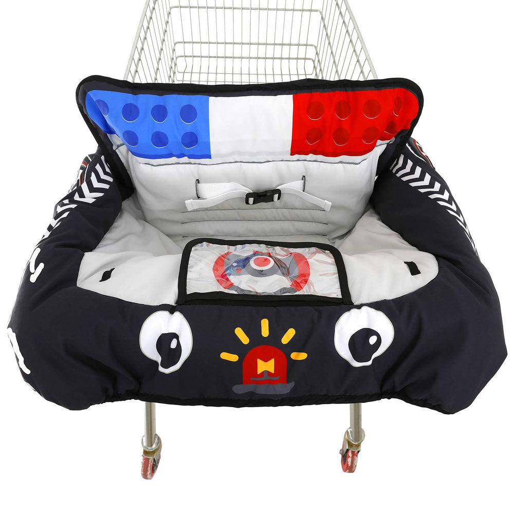 HIVVI police car cart cover front view gives baby a comfy shopping experience