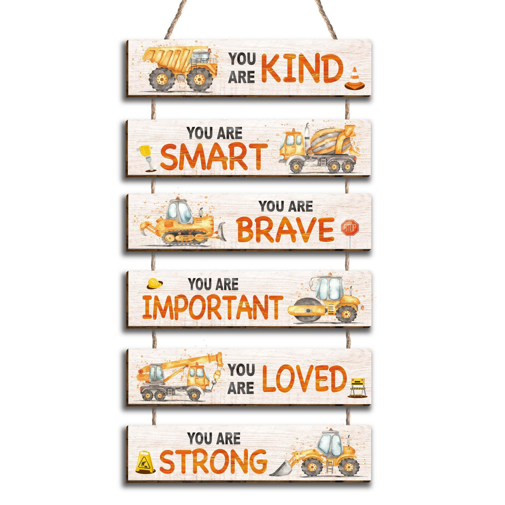 HIWERAN construction truck wall-art set brightens kids' rooms and inspires imaginative play.