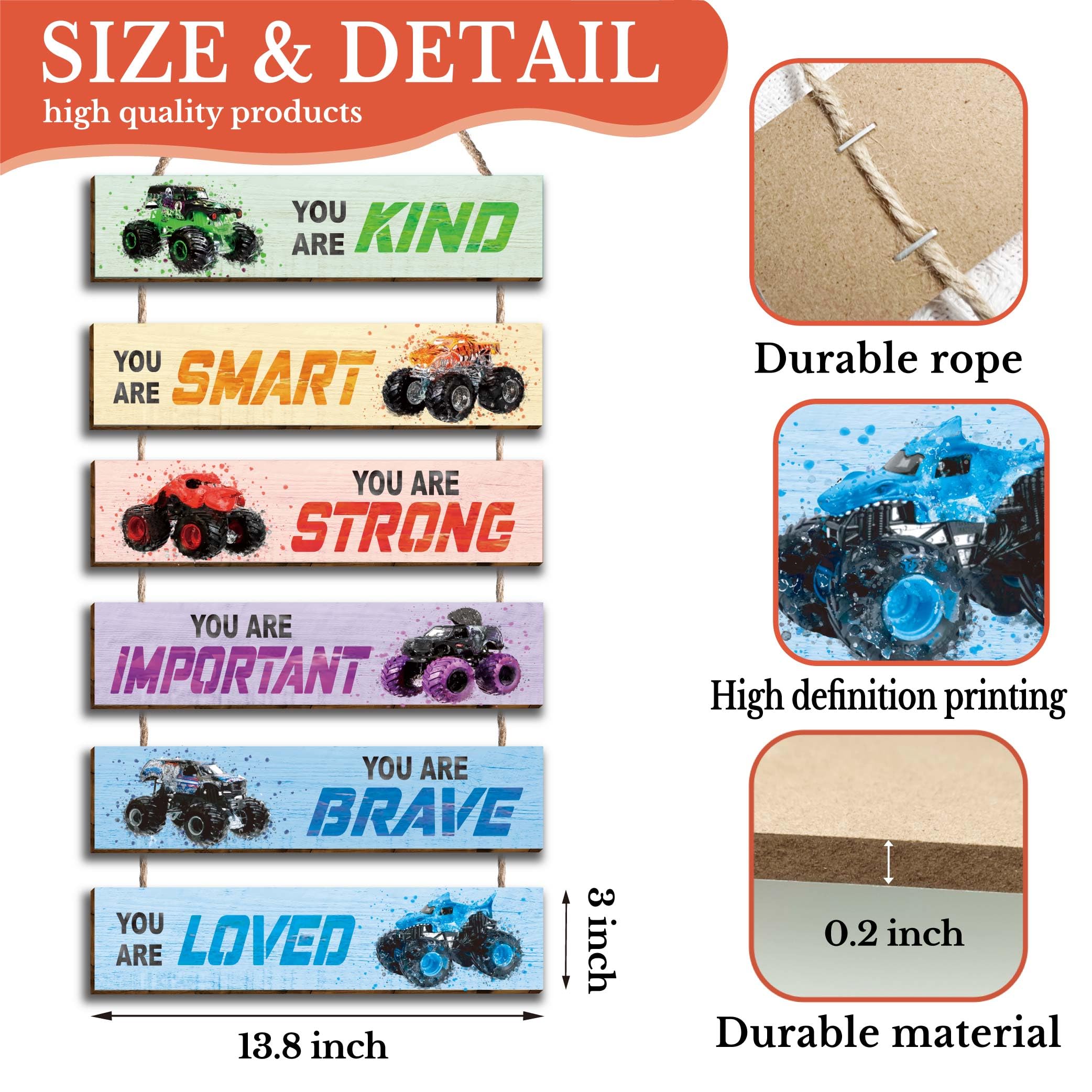 HIWERAN racing car decor close-up with natural hemp rope for easy hanging